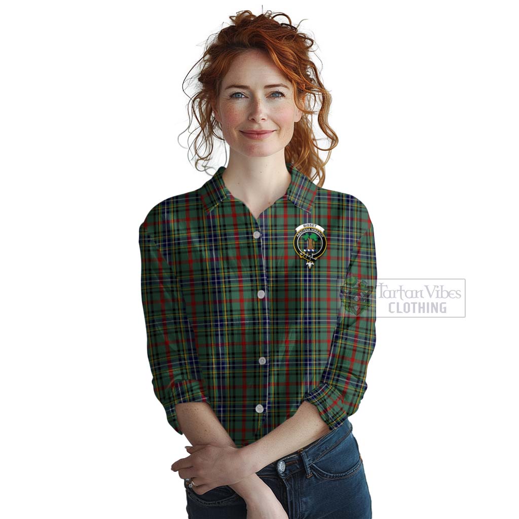 Tartan Vibes Clothing Bisset Tartan Women's Casual Shirt with Family Crest Celtic Skull Style