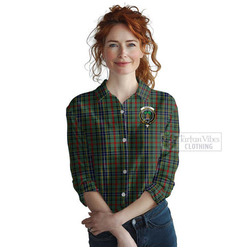 Bisset Tartan Women's Casual Shirt with Family Crest Celtic Skull Style