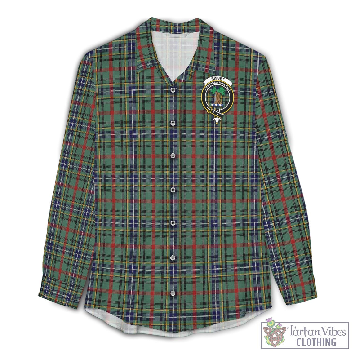 Tartan Vibes Clothing Bisset Tartan Womens Casual Shirt with Family Crest