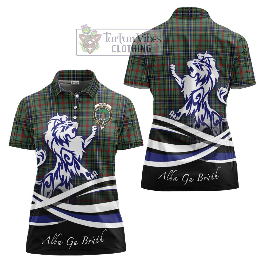 Bisset Tartan Women's Polo Shirt with Alba Gu Brath Regal Lion Emblem Women - Tartanvibesclothing Shop