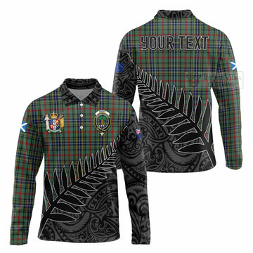 Bisset Crest Tartan Long Sleeve Polo Shirt with New Zealand Silver Fern Half Style