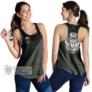 Bisset Tartan Women's Racerback Tanks with Family Crest and Military Logo Style