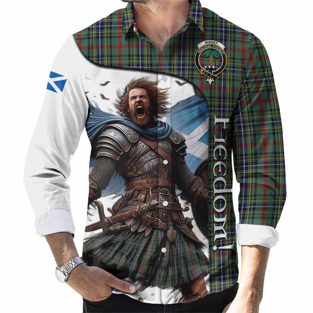 Tartan Vibes Clothing Bisset Crest Tartan Long Sleeve Button Shirt Inspired by the Freedom of Scottish Warrior