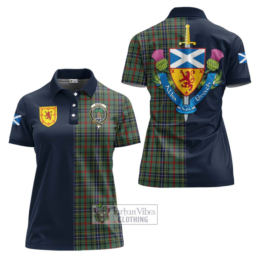 Tartan Vibes Clothing Bisset Tartan Women's Polo Shirt with Scottish Lion Royal Arm Half Style