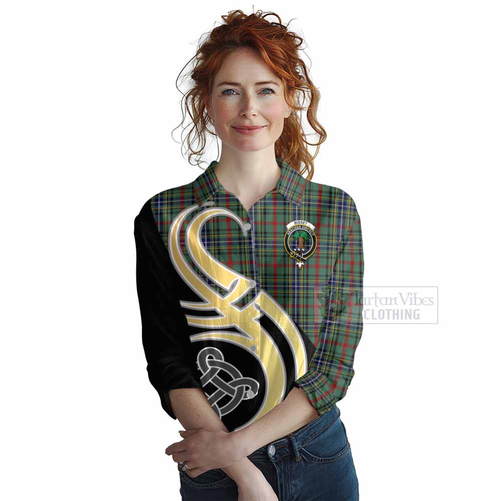 Tartan Vibes Clothing Bisset Tartan Women's Casual Shirt with Family Crest and Celtic Symbol Style