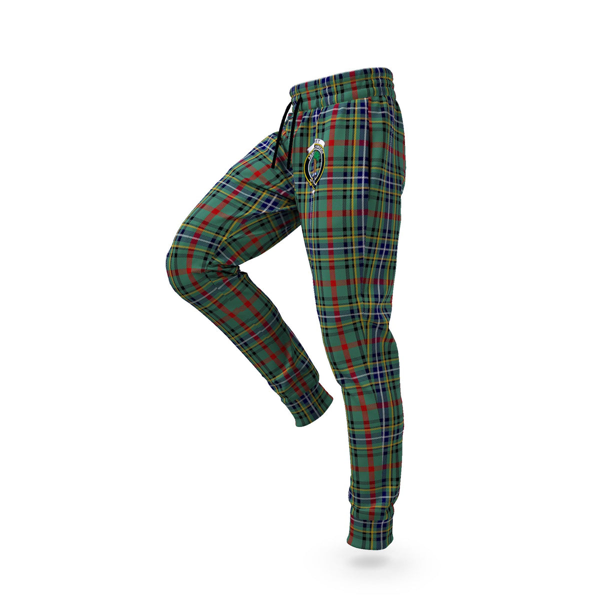 Bisset Tartan Joggers Pants with Family Crest S - Tartan Vibes Clothing