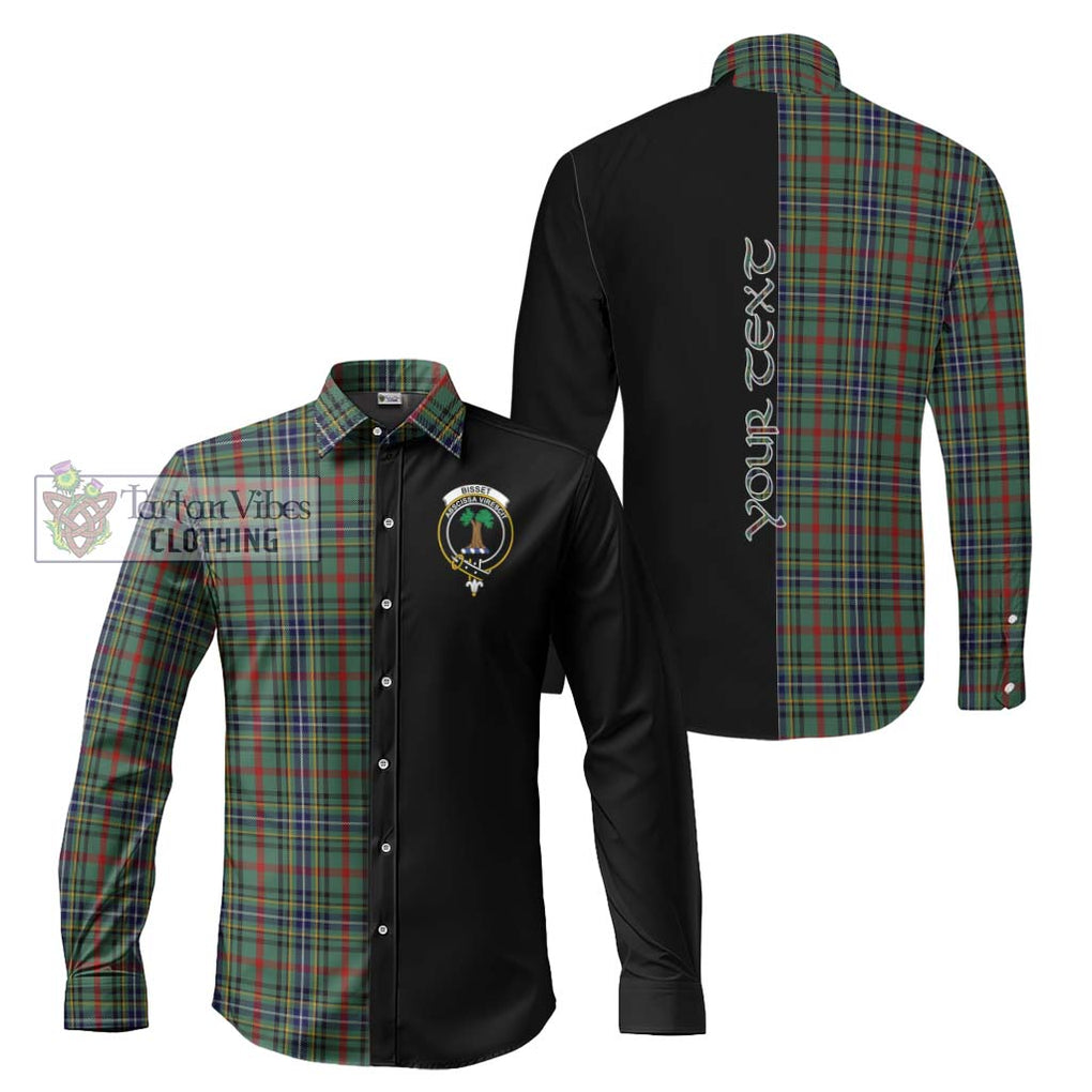 Bisset Tartan Long Sleeve Button Shirt with Family Crest and Half Of Me Style Men's Shirt S - Tartan Vibes Clothing