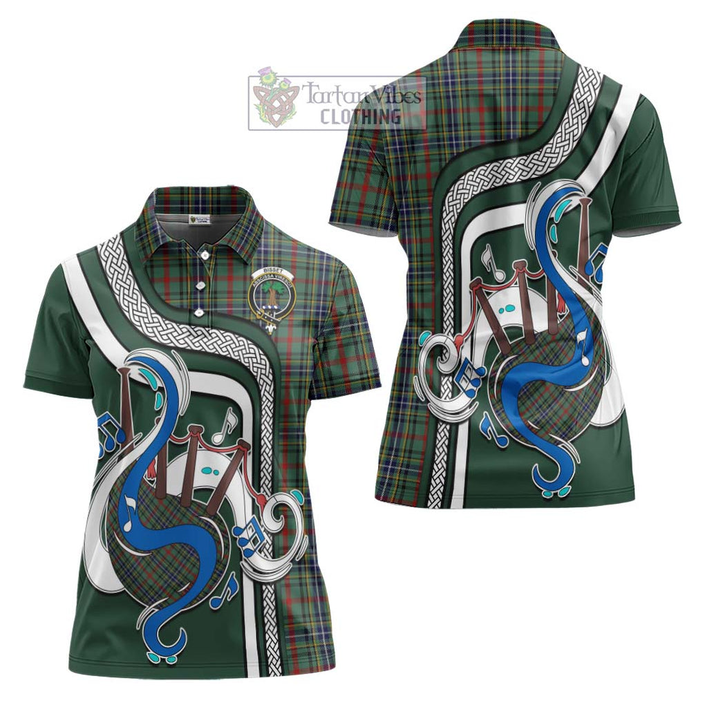 Bisset Tartan Women's Polo Shirt with Epic Bagpipe Style Women - Tartanvibesclothing Shop