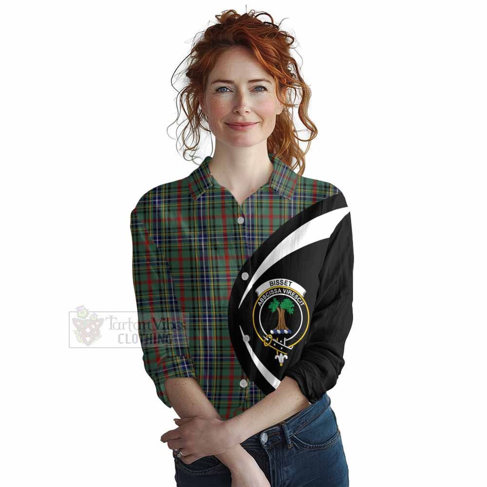 Tartan Vibes Clothing Bisset Tartan Women's Casual Shirt with Family Crest Circle Style