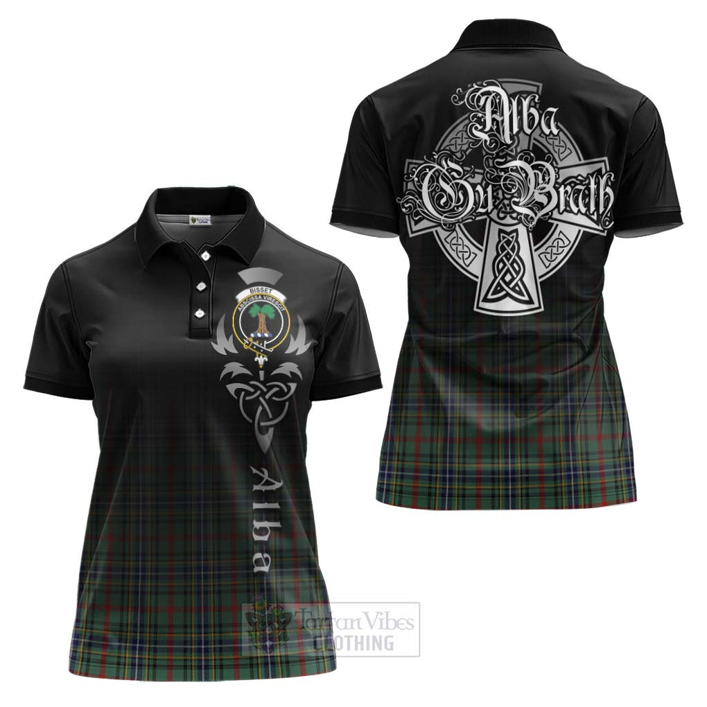 Tartan Vibes Clothing Bisset Tartan Women's Polo Shirt Featuring Alba Gu Brath Family Crest Celtic Inspired