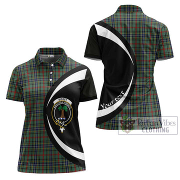 Bisset Tartan Women's Polo Shirt with Family Crest Circle Style