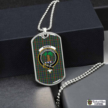 Bisset Tartan Dog Tag Necklace with Family Crest Silver No - Tartan Vibes Clothing