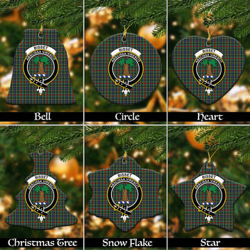 Bisset Tartan Christmas Ceramic Ornaments with Family Crest