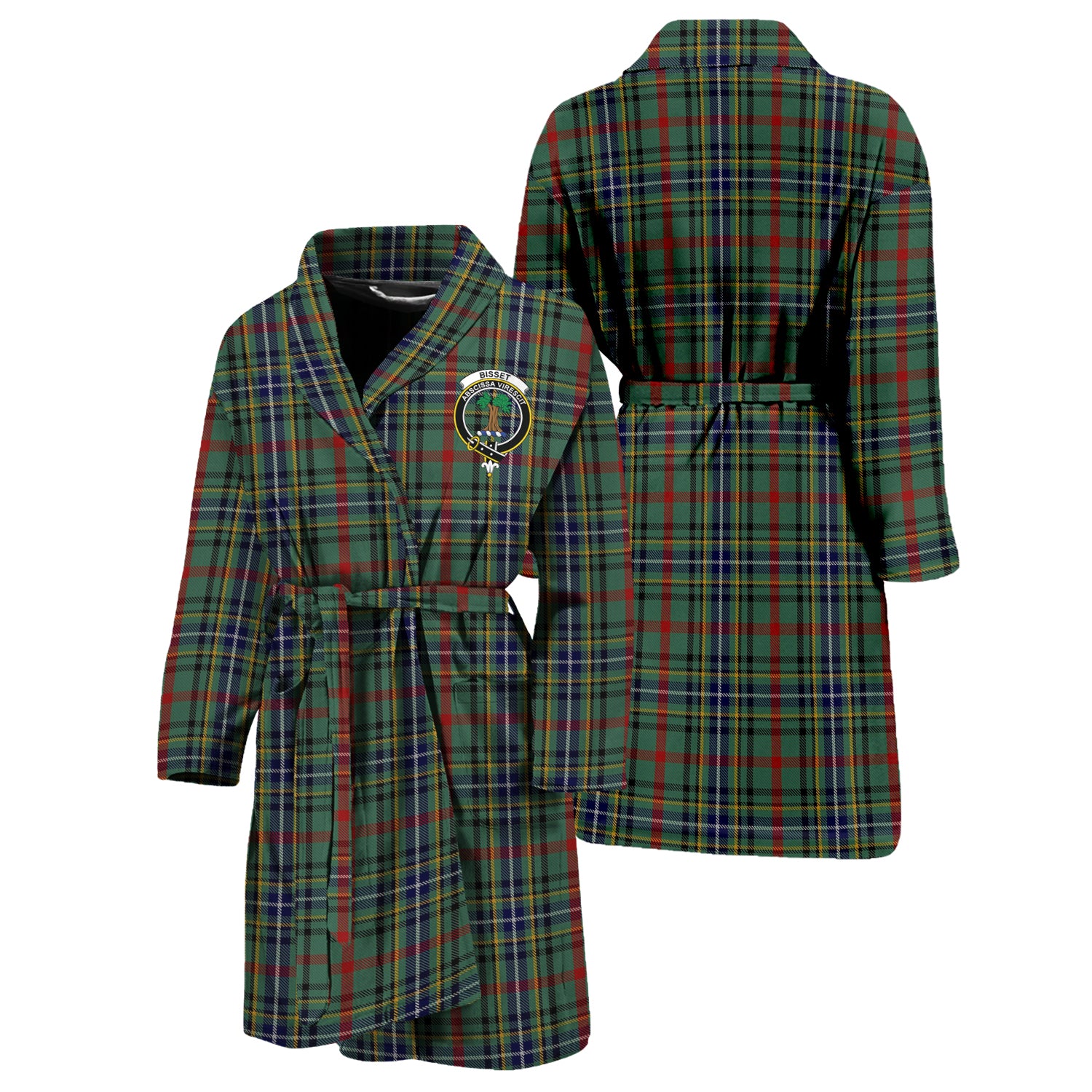 Bisset Tartan Bathrobe with Family Crest Unisex S - Tartan Vibes Clothing