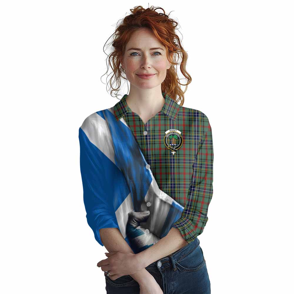 Tartan Vibes Clothing Bisset Tartan Women's Casual Shirt with Family Crest Scotland Patriotic Style