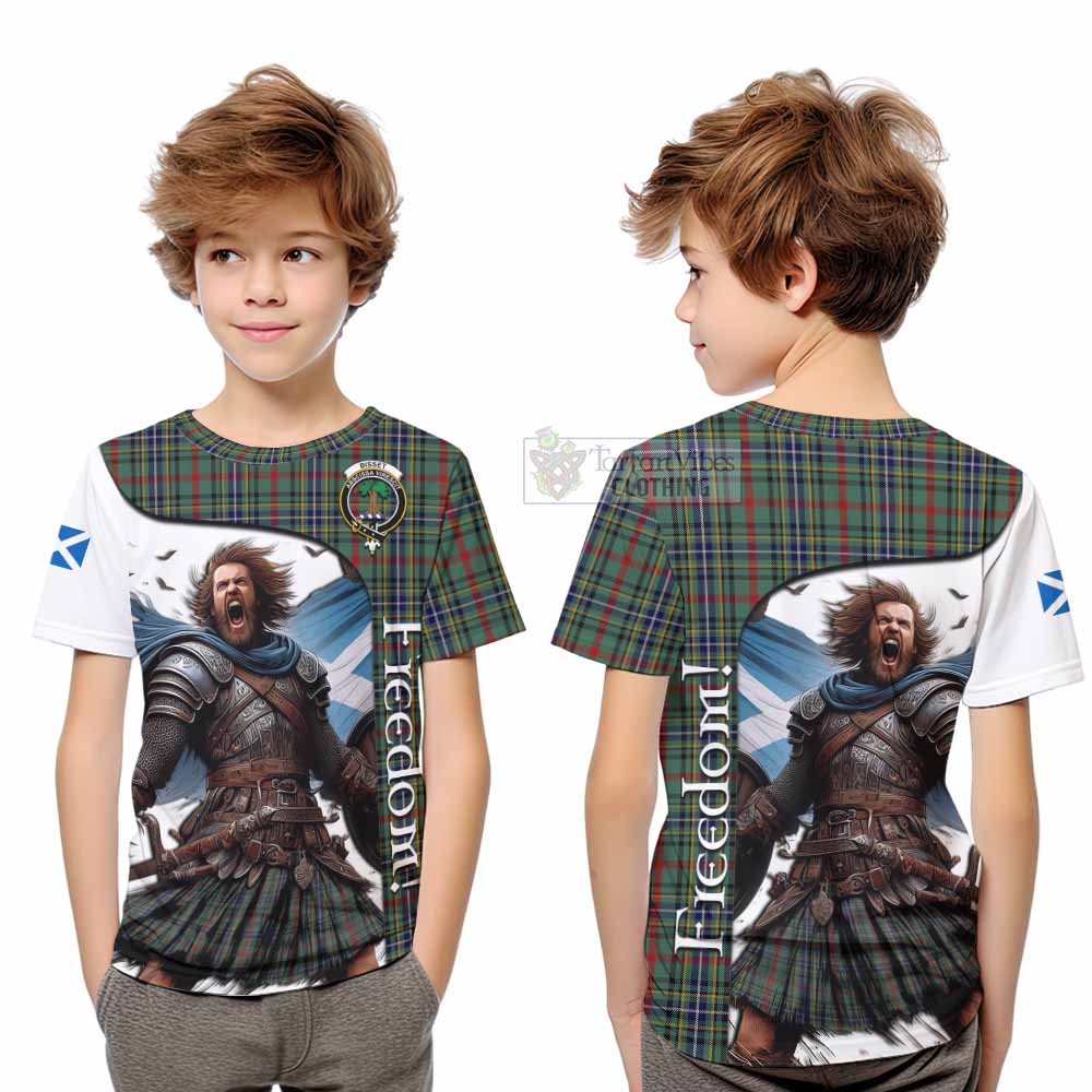 Tartan Vibes Clothing Bisset Crest Tartan Kid T-Shirt Inspired by the Freedom of Scottish Warrior