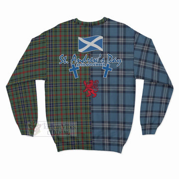 Bisset Tartan Sweatshirt Happy St. Andrew's Day Half Tartan Style - Tartan Vibes Clothing