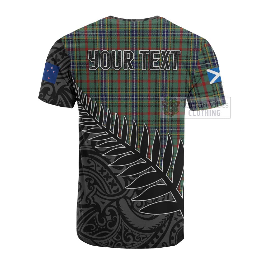 Tartan Vibes Clothing Bisset Crest Tartan Cotton T-shirt with New Zealand Silver Fern Half Style