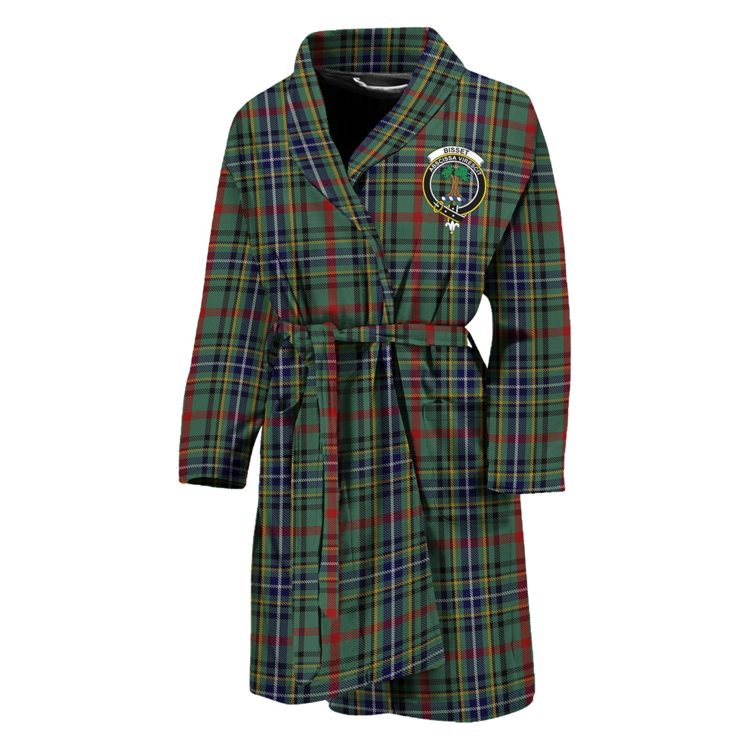 Bisset Tartan Bathrobe with Family Crest Unisex M - Tartan Vibes Clothing