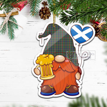 Bisset Tartan Gnome Holding Beer Glass Christmas Ornament with Personalized National Flag