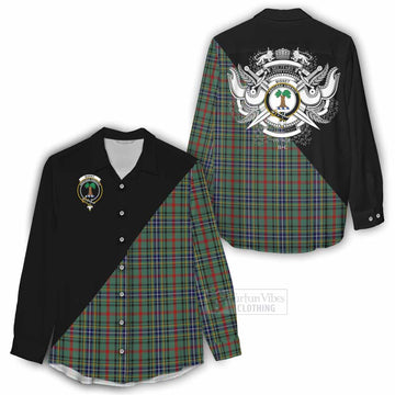 Bisset Tartan Women's Casual Shirt with Family Crest and Military Logo Style