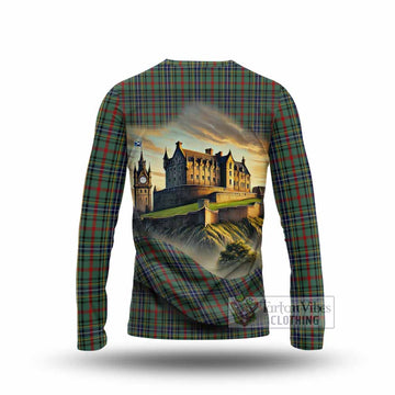 Bisset Tartan Family Crest Long Sleeve T-Shirt with Scottish Ancient Castle Style - Tartan Vibes Clothing