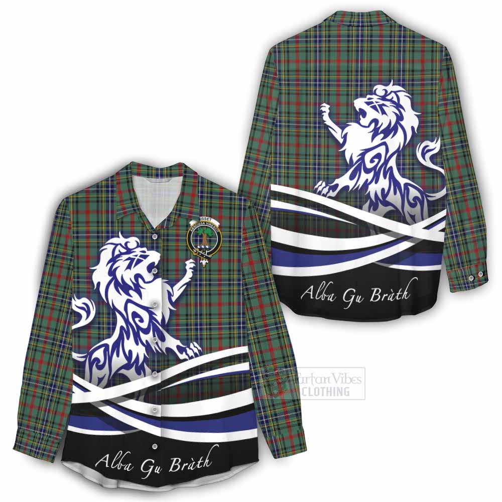 Tartan Vibes Clothing Bisset Tartan Women's Casual Shirt with Alba Gu Brath Regal Lion Emblem