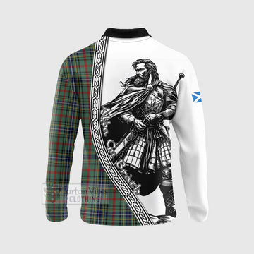 Bisset Tartan Clan Crest Long Sleeve Polo Shirt with Highlander Warrior Celtic Style - Tartan Vibes Clothing