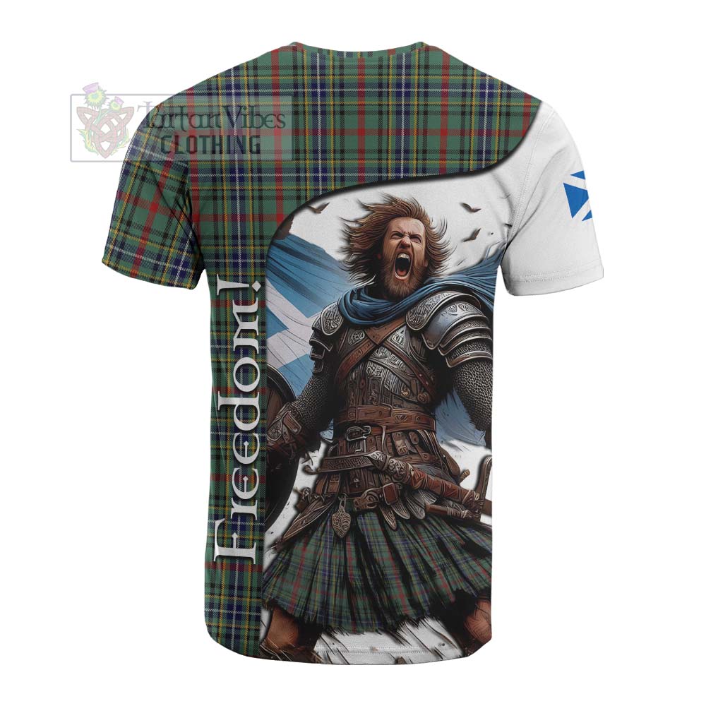 Tartan Vibes Clothing Bisset Crest Tartan Cotton T-shirt Inspired by the Freedom of Scottish Warrior