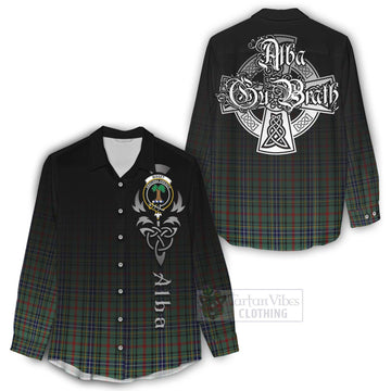 Bisset Tartan Women's Casual Shirt Featuring Alba Gu Brath Family Crest Celtic Inspired