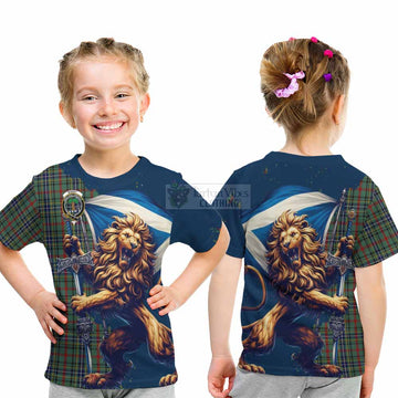 Bisset Tartan Family Crest Kid T-Shirt with Scottish Majestic Lion - Tartan Vibes Clothing