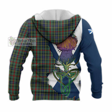 Bisset Tartan Family Crest Knitted Hoodie Scottish Thistle Celtic Inspired - Tartan Vibes Clothing