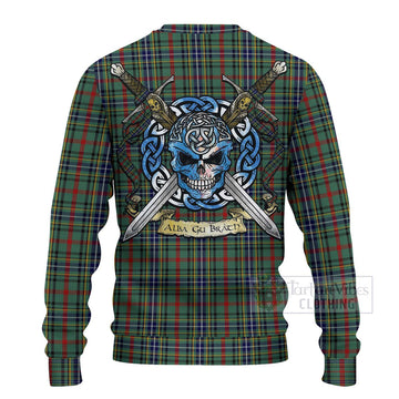 Bisset Tartan Ugly Sweater with Family Crest Celtic Skull Style