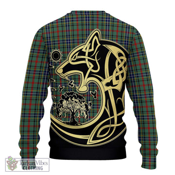 Bisset Tartan Ugly Sweater with Family Crest Celtic Wolf Style