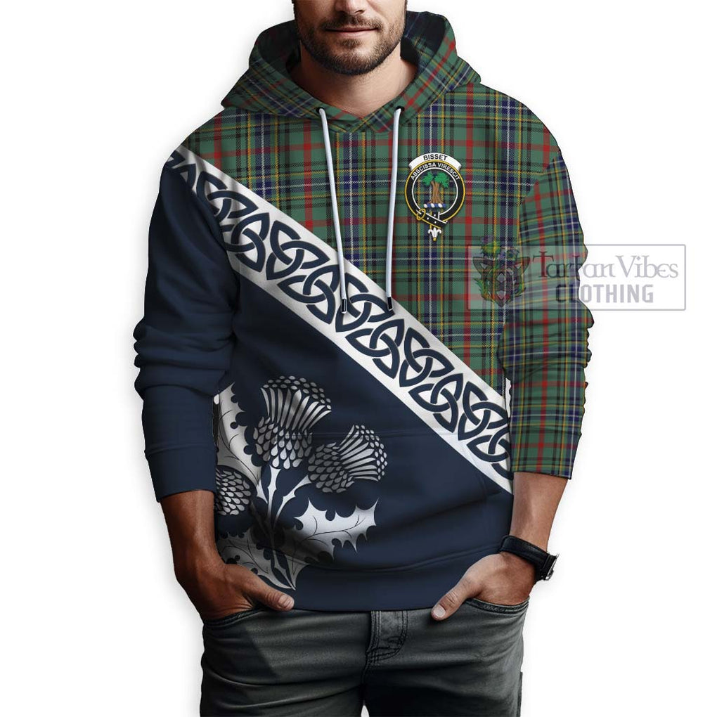 Bisset Tartan Hoodie Featuring Thistle and Scotland Map - Tartan Vibes Clothing