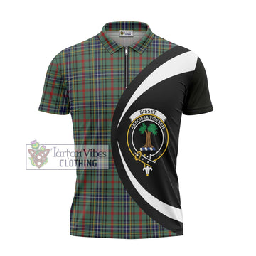 Bisset Tartan Zipper Polo Shirt with Family Crest Circle Style