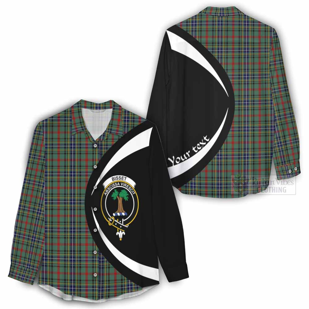 Tartan Vibes Clothing Bisset Tartan Women's Casual Shirt with Family Crest Circle Style