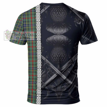 Bisset Tartan T-Shirt with Family Crest Cross Sword Thistle Celtic Vibes - Tartan Vibes Clothing