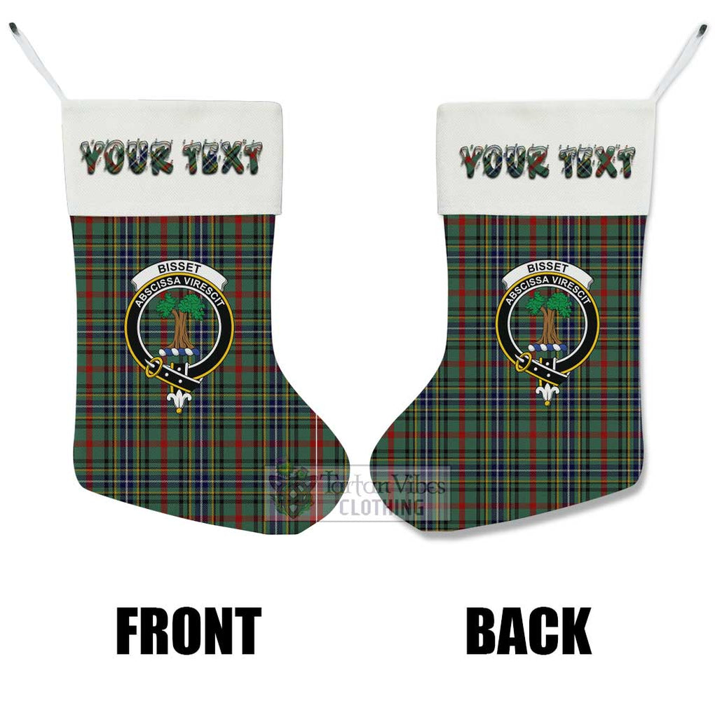 Bisset Tartan Family Crest Christmas Stocking with Personalized Text - Tartan Vibes Clothing