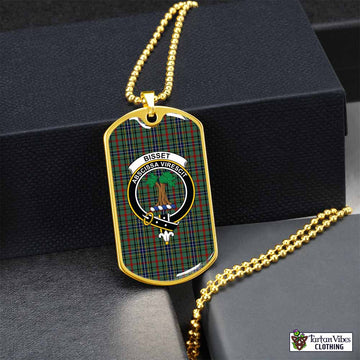 Bisset Tartan Dog Tag Necklace with Family Crest Gold No - Tartan Vibes Clothing