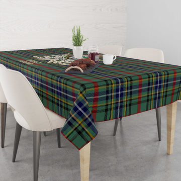 Bisset Tartan Tablecloth with Clan Crest and the Golden Sword of Courageous Legacy