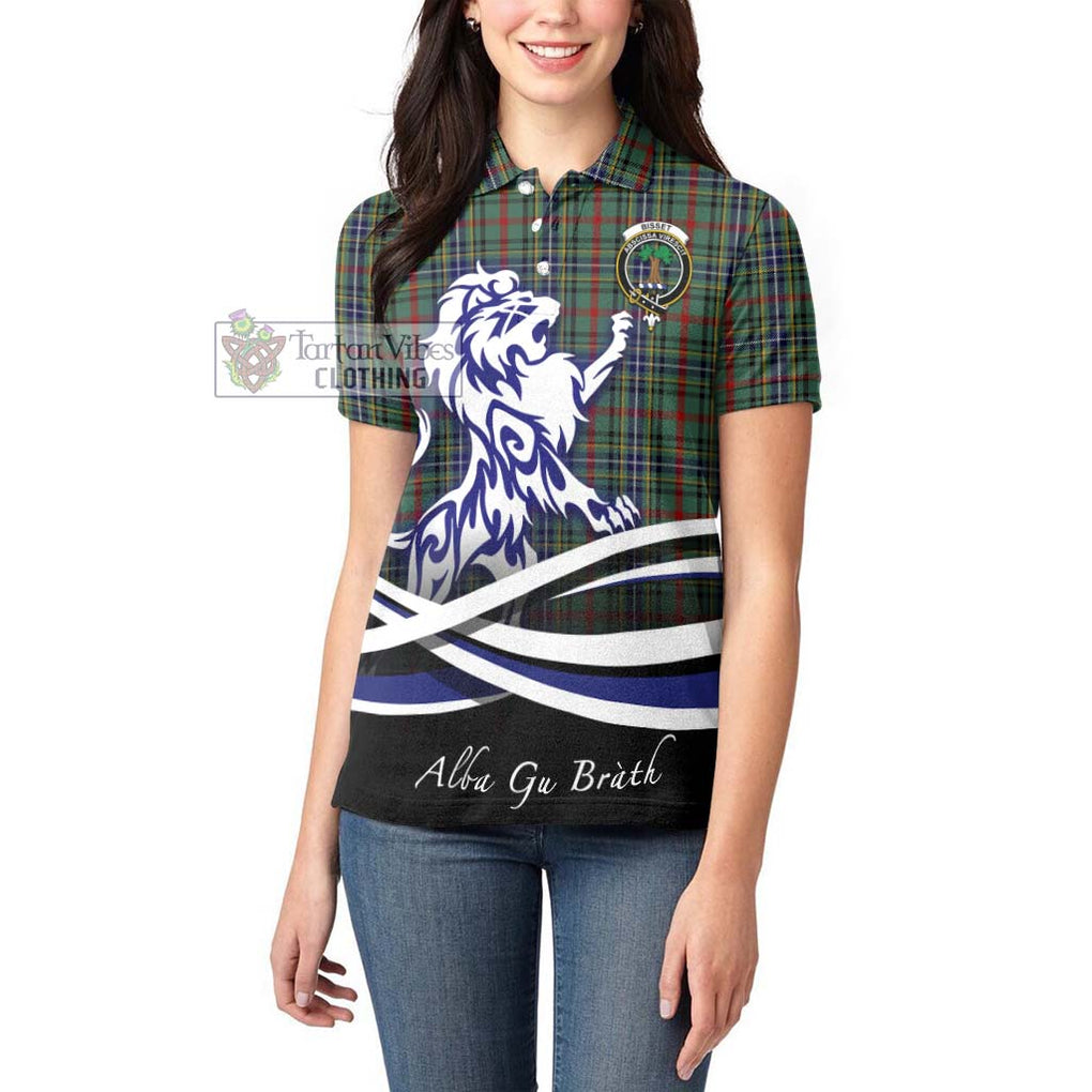 Bisset Tartan Women's Polo Shirt with Alba Gu Brath Regal Lion Emblem - Tartanvibesclothing Shop