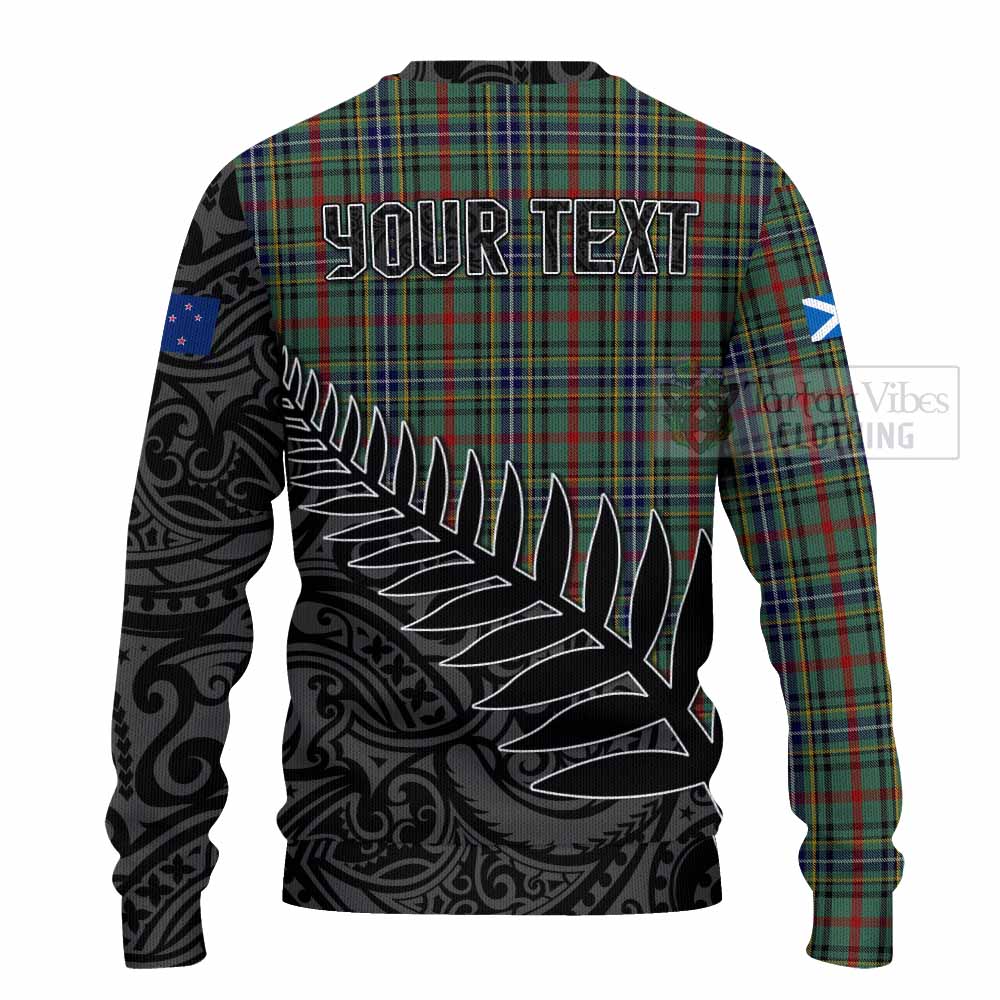 Tartan Vibes Clothing Bisset Crest Tartan Knitted Sweater with New Zealand Silver Fern Half Style