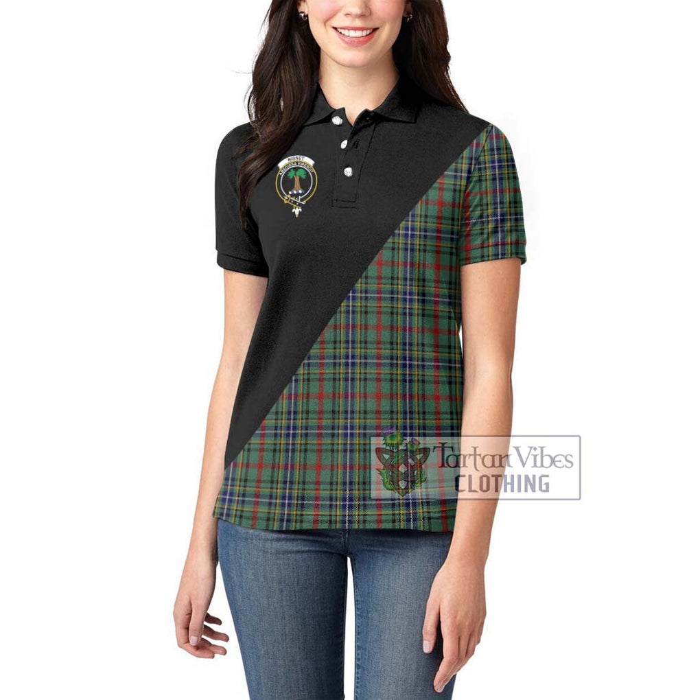 Bisset Tartan Women's Polo Shirt with Family Crest and Military Logo Style - Tartanvibesclothing Shop