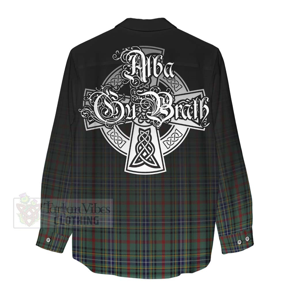 Tartan Vibes Clothing Bisset Tartan Women's Casual Shirt Featuring Alba Gu Brath Family Crest Celtic Inspired