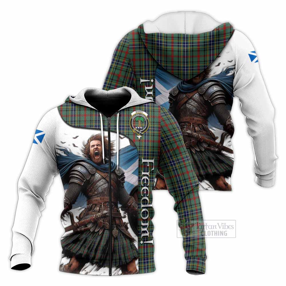 Tartan Vibes Clothing Bisset Crest Tartan Knitted Hoodie Inspired by the Freedom of Scottish Warrior