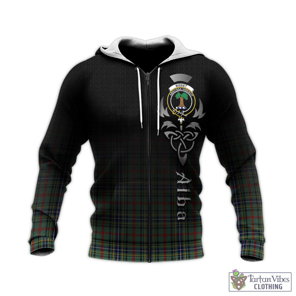 Bisset Tartan Knitted Hoodie Featuring Alba Gu Brath Family Crest Celtic Inspired - Tartan Vibes Clothing