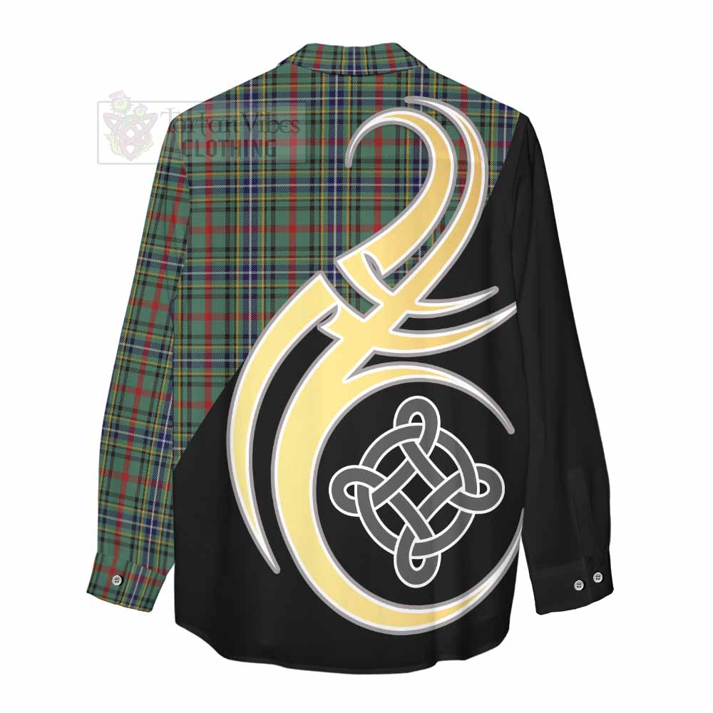 Tartan Vibes Clothing Bisset Tartan Women's Casual Shirt with Family Crest and Celtic Symbol Style