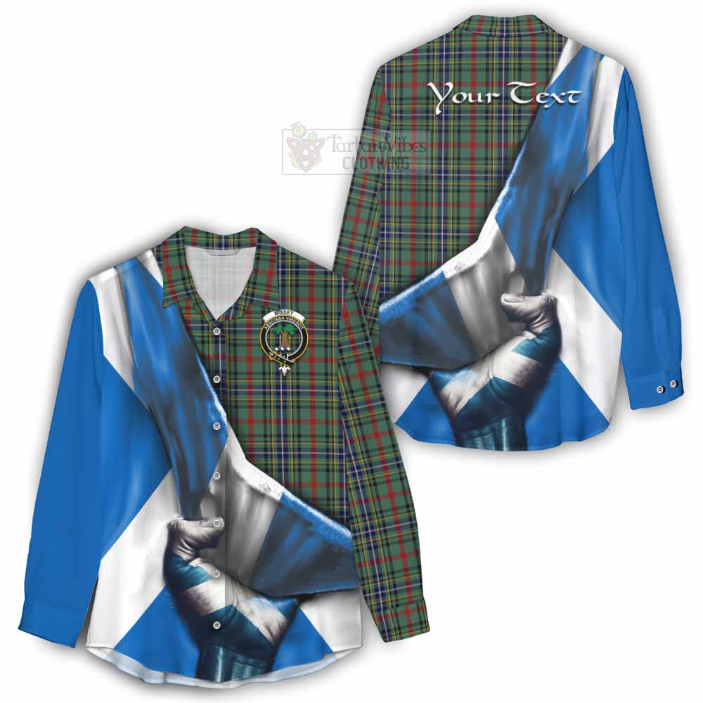 Tartan Vibes Clothing Bisset Tartan Women's Casual Shirt with Family Crest Scotland Patriotic Style