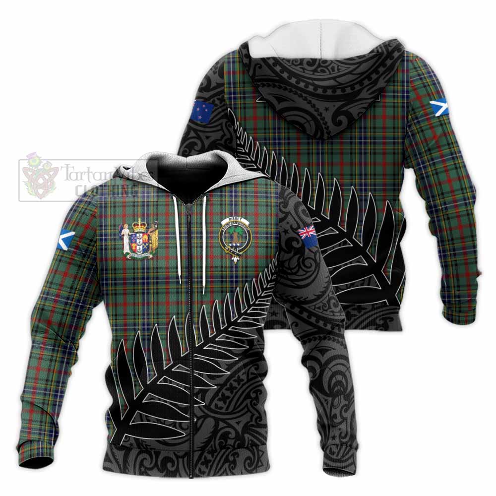 Tartan Vibes Clothing Bisset Crest Tartan Knitted Hoodie with New Zealand Silver Fern Half Style